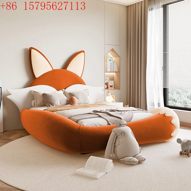 

Двуспальная кровать из массива дерева с бархатной обивкой, размер Queen, для детей, экономия пространства, 150x200, мебель для спальни девочек