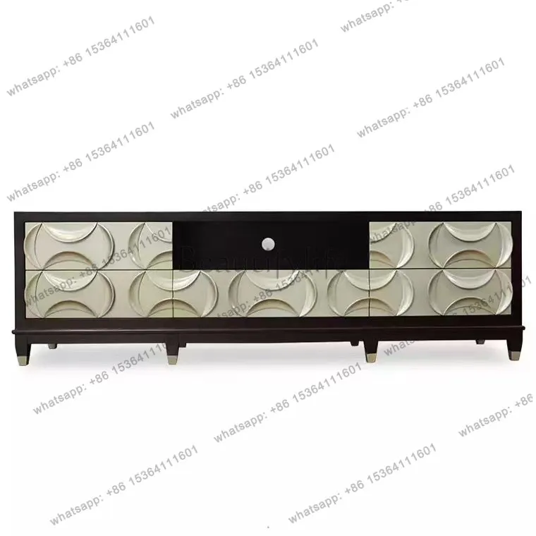 American neoclassical retro carved solid wood TV locker European simple living room audio-visual cabinet