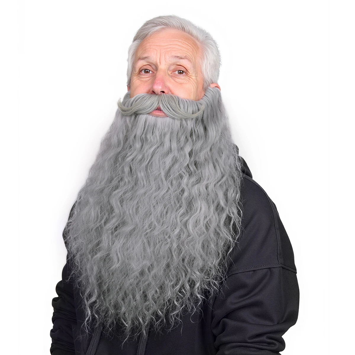 

18 Inches Men's Long Curly Brown Synthetic Pre - styled Realistic Fake Beard for Wizard Costume and Halloween Party