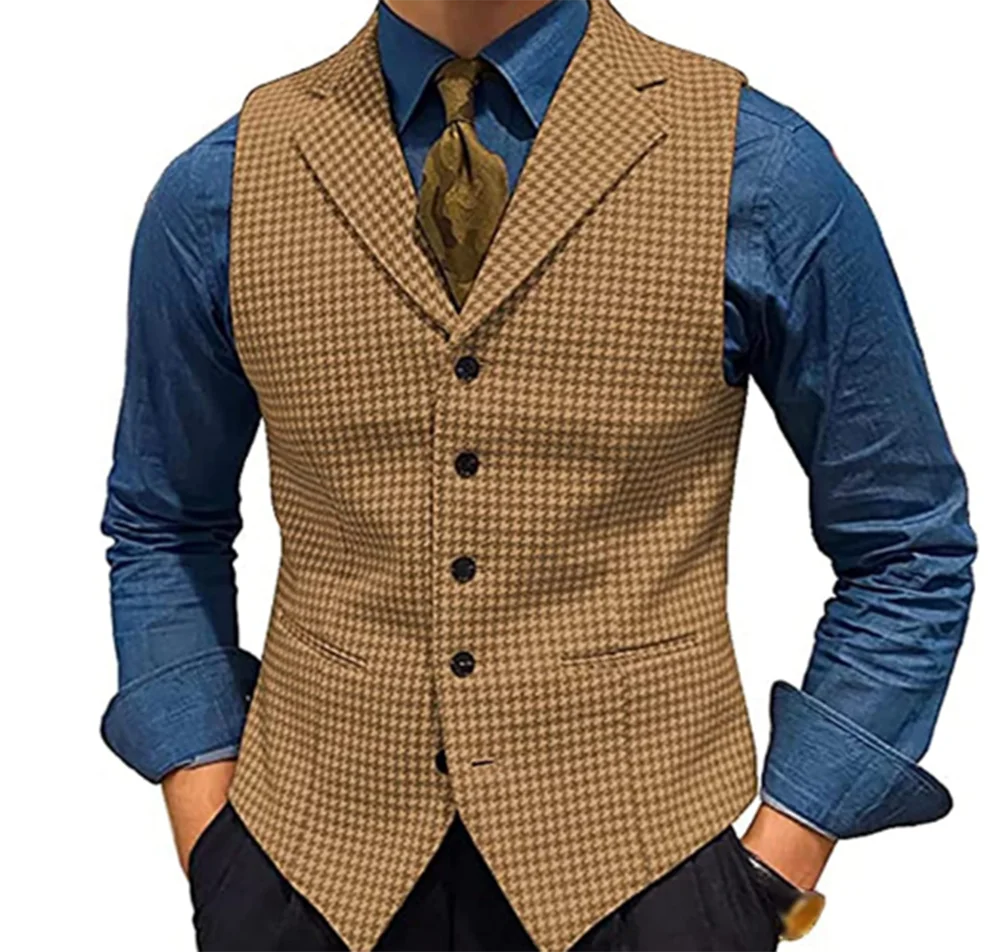 

Thousand Pink Blue Black Vest Notch Lapel Waistcoat Men'S Vest 5 Buttons Winter Slim Fit Casual Suit Gentleman Wedding Clothes