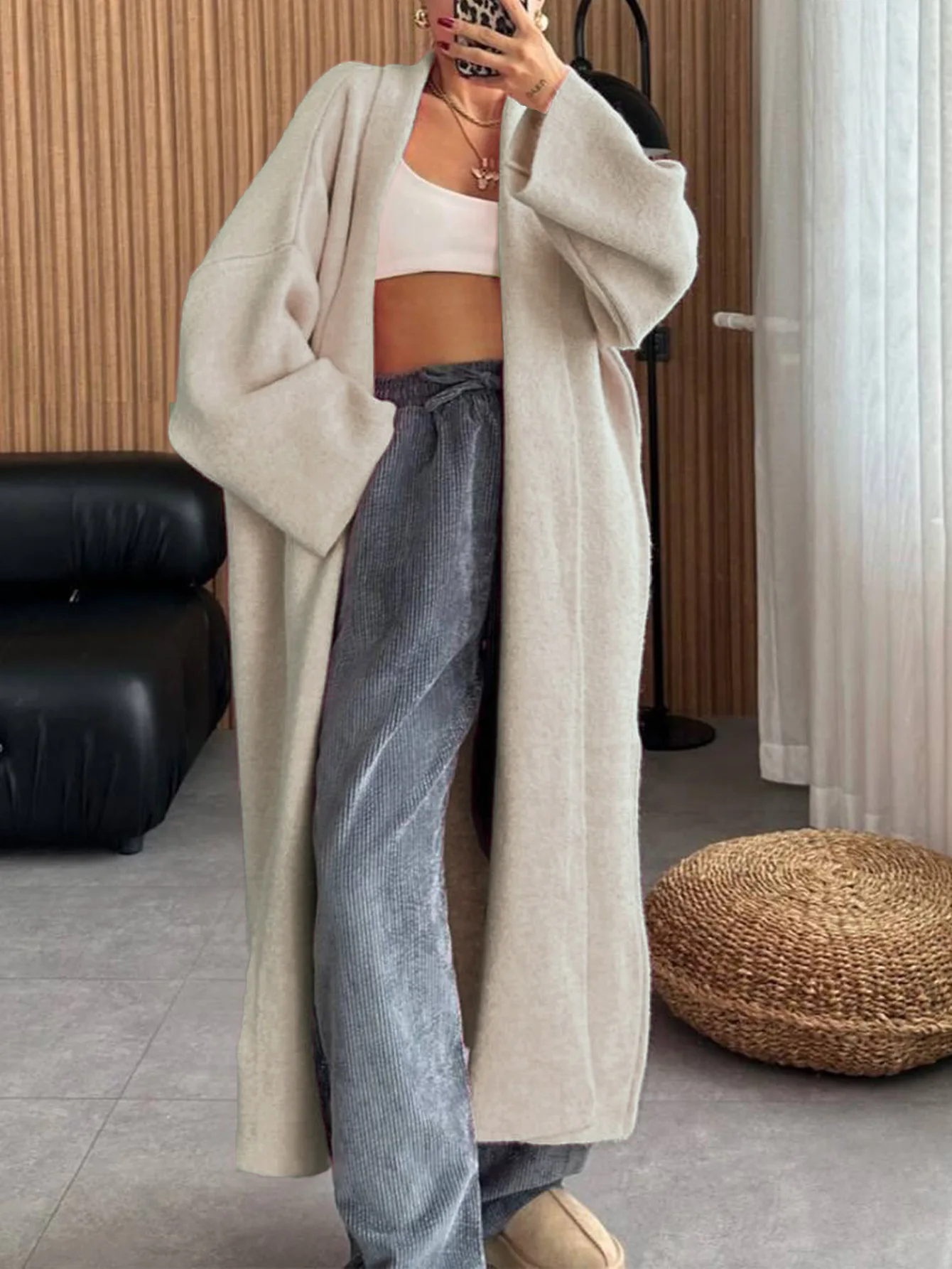 

Осенне-зимнее модное вязаное пальто с длинными рукавами, ветровка, свитер, женская одежда, модный европейско-американский стиль 2025 года