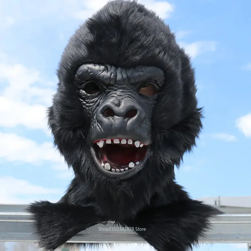 Gorilla Mask King Kong Monkey Cosplay Costume Chimpanzee Mask Animals Latex Masks Horror Headwear Adults Mask Halloween Gift