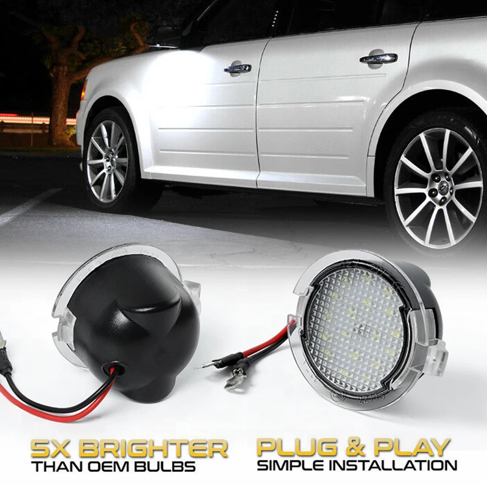 

LED Car Rearview Mirror Plate Lights Lamps For Ford Edge Mondeo MK5 Fusion Explorer Everest Mustang F-150 Taurus Flex King Ranch