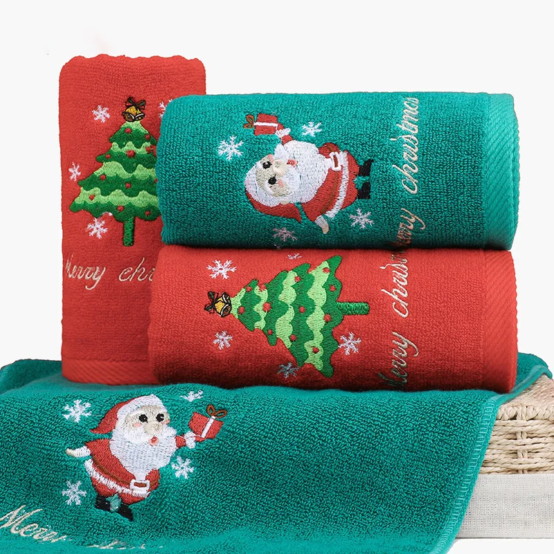 1Pcs Three Styles to Choose From, Large Size Pure Cotton Towel, Lint-Free, Christmas-Themed Towel with Embroidered Patterns, Holiday Gift Towel, Thanksgiving Kitchen Hand Towel
