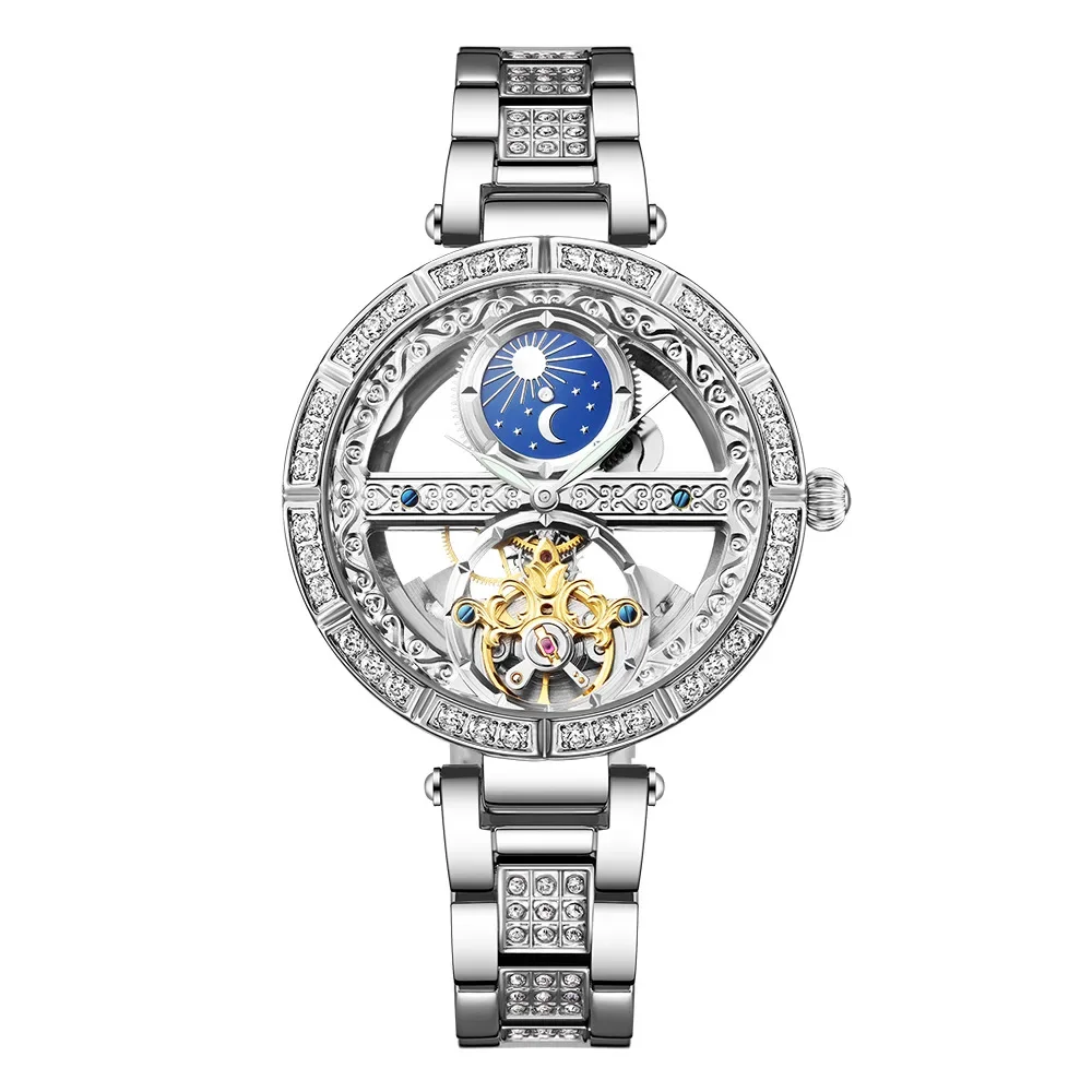 

Ladies Watch Automatic Woman Luxury Fashion Waterproof Watch for Women Watches Skeleton Tourbillon Mechanical Clock Relogio New