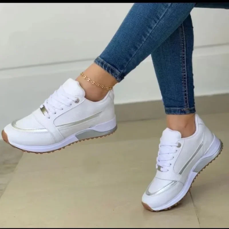 Sapatos vulcanizados femininos moda tênis luz causal apartamentos rendas até esporte tênis de corrida para mulher zapatillas mujer