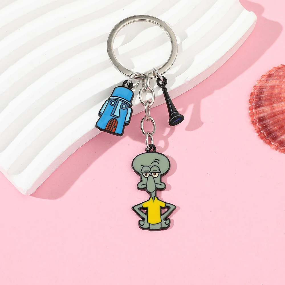 Classic Cartoon Anime SpongeBob SquarePants Keychain Cute Cartoon Figure Pendant Accessory Squidward Tentacles Pendant Keychain