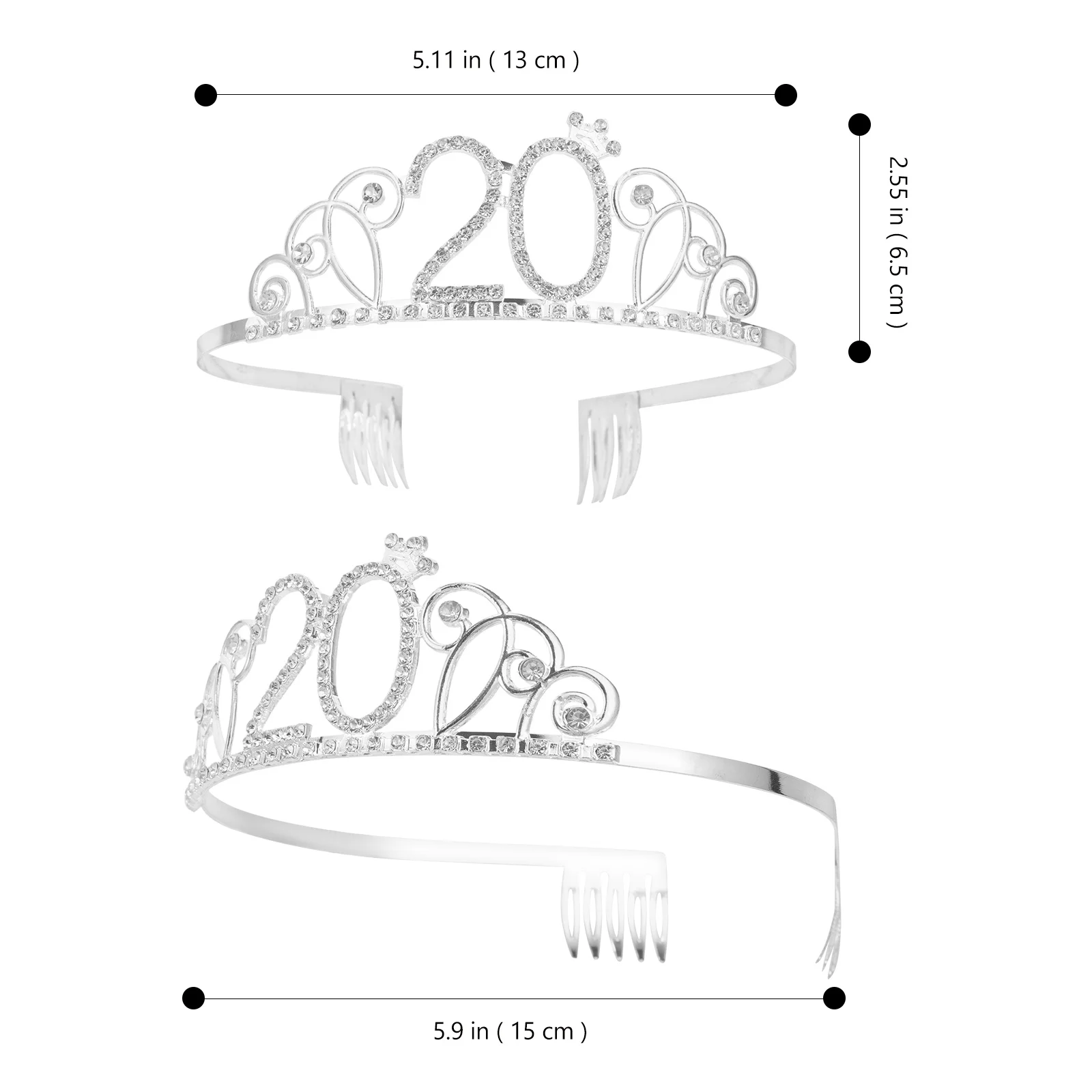

Birthday Rhinestone Crown Alloy Durable Birthday Tiara Hair Accessory Party Headband Photo Booth Prop Women Headdress