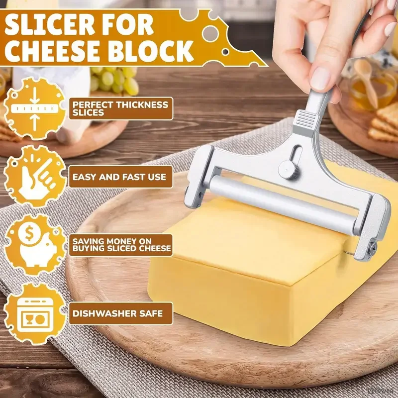 1PC Adjustable Thickness Cheese Slicer Multi-Functional Cheese Slicer Cooking Tool Suitable For Cheddar Gruyere Raclette