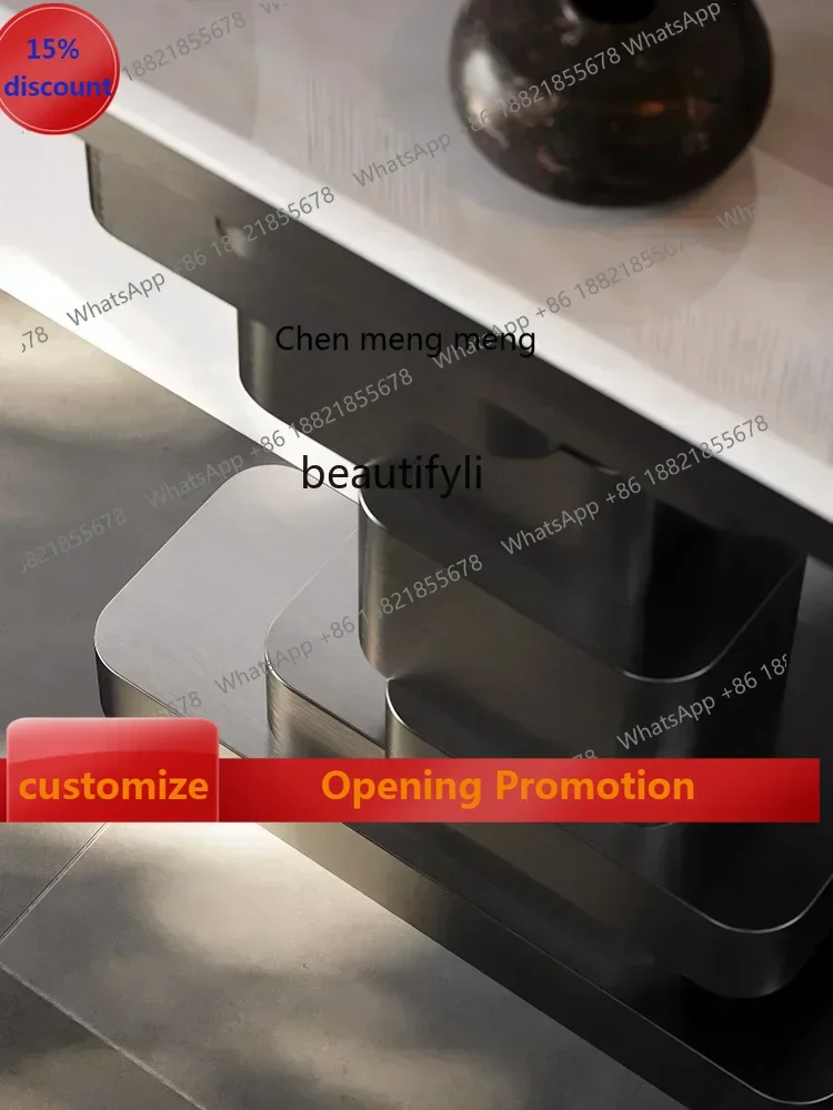 

smt7486 new lt Light luxury entrance table High-end walnut entrance end table Natural marble minimalist entrance table ss 7486