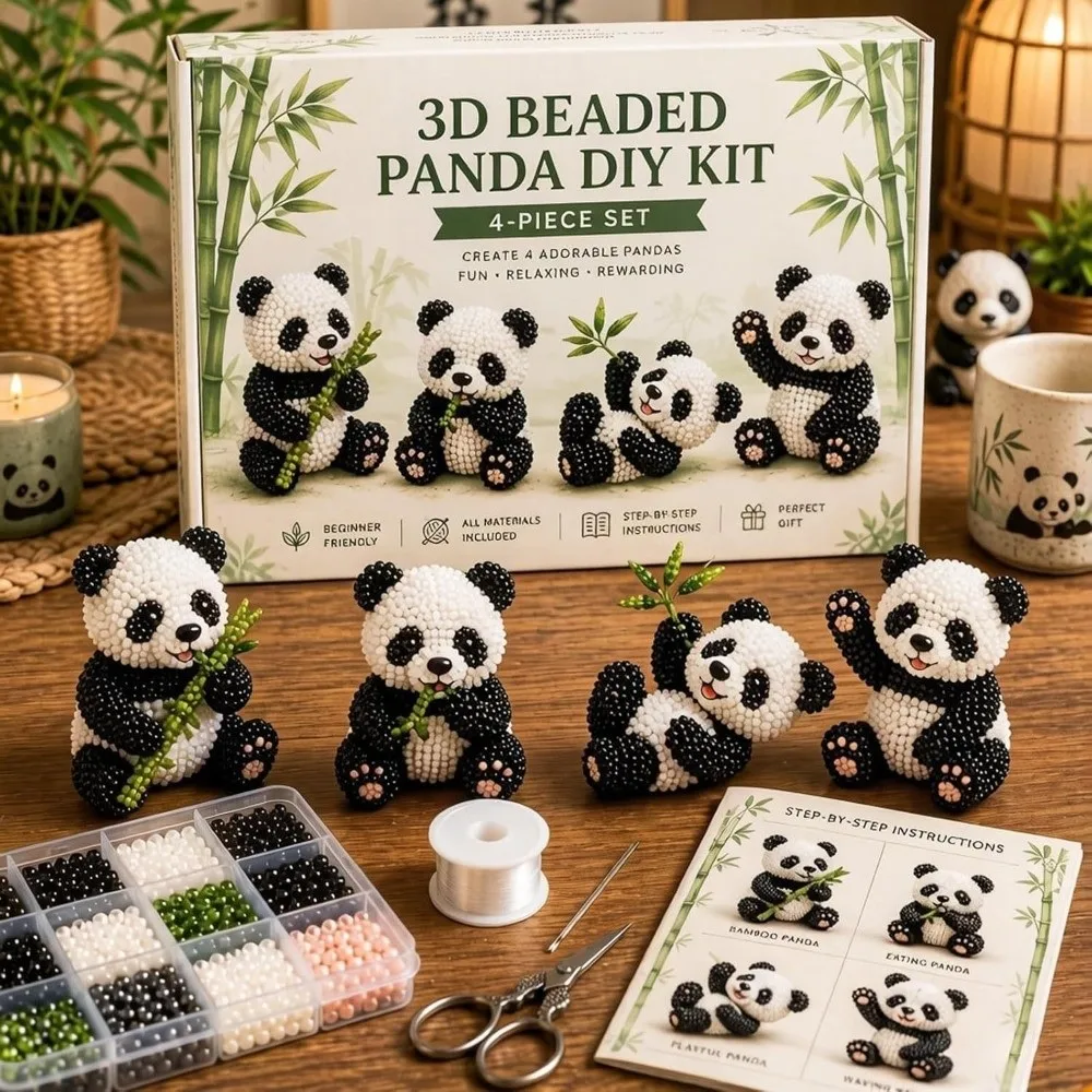 4pcs Mini Size 3D Beaded Animal Kit Weaving Craft Stress Relief Handmade Bead Art Kit Handmade Creative Animal Crafting Set