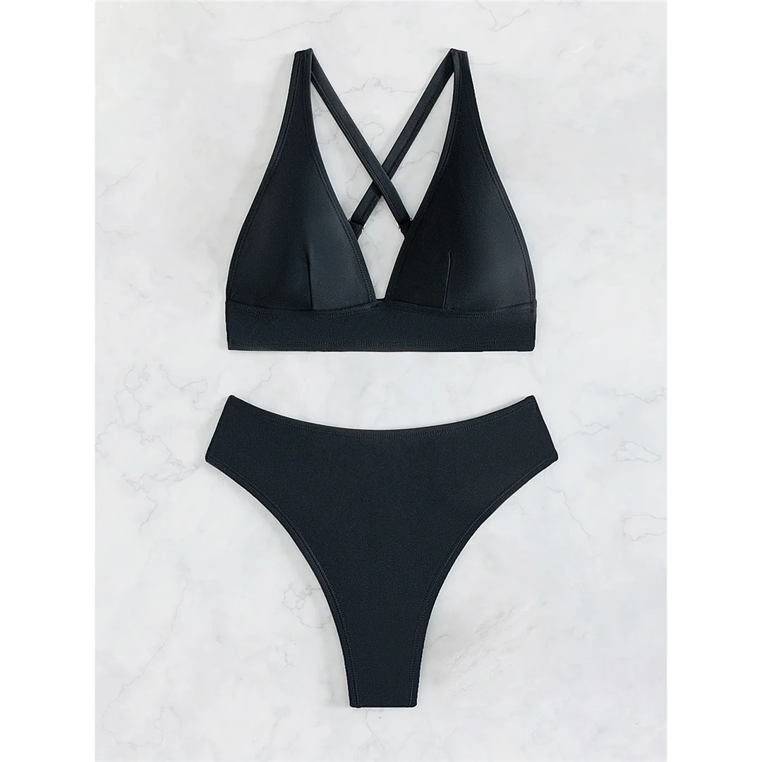 S - XL Cross-Back Mini Micro Thong Bikini Damen Badeanzug Zweiteiliger Bikini-Set Badebekleidung Badeanzug V5022 – Detail 6
