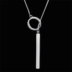 Collier pendentif rond en argent regardé 925 pour femme, bijoux créatifs, cadeaux de Noël et de mariage, 18 po, nouvelle mode