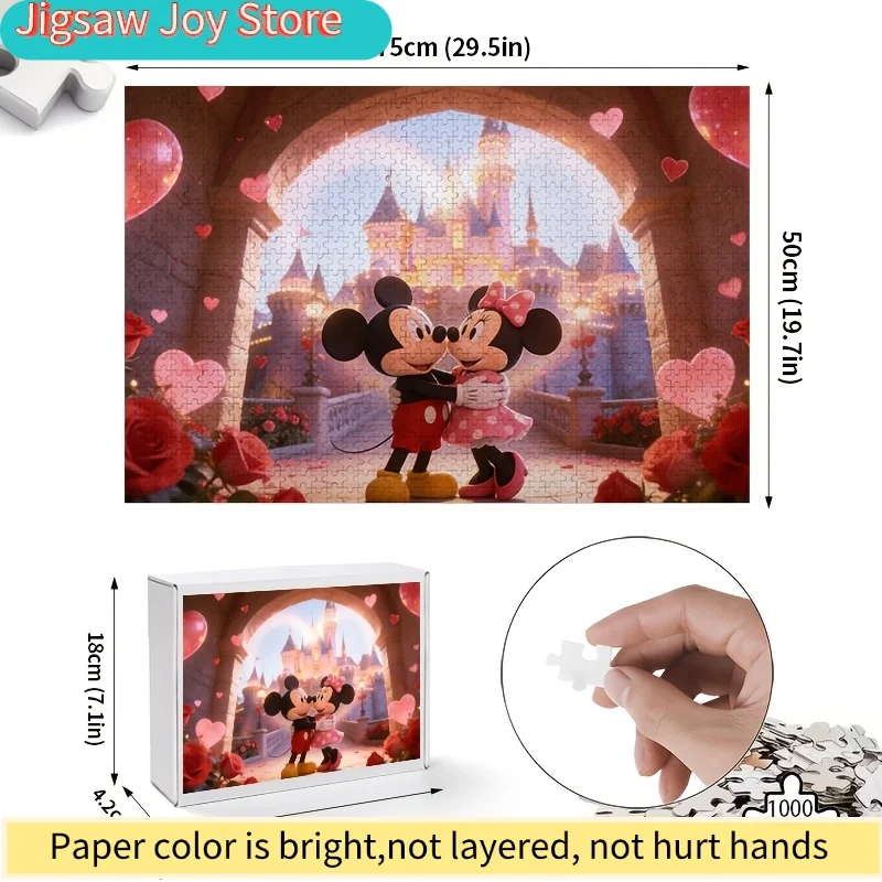 จิ๊กซอว์ 2 มิติ แบบแบน 1,000 ชิ้น ลายดิสนีย์ มิกกี้ มินนี่ รูปโค้ง |   บอลลูนรูปปราสาท, ของขวัญโรแมนติกวันวาเลนไทน์, จิ๊กซอว์กลีบกุหลาบ