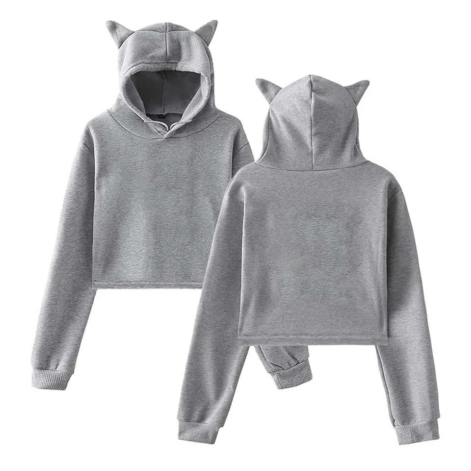 

cat ears sweatshirt Short style with exposed navel hoodie