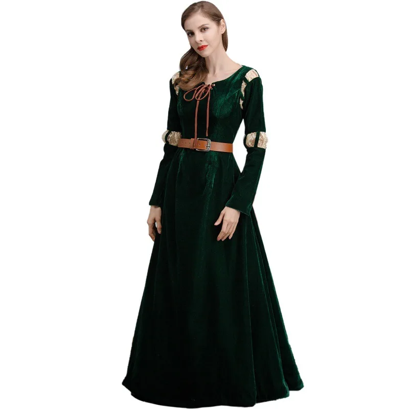 Brave cartoon movie character cosplay costume Princess Merida court dress Halloween stage play costume view 2