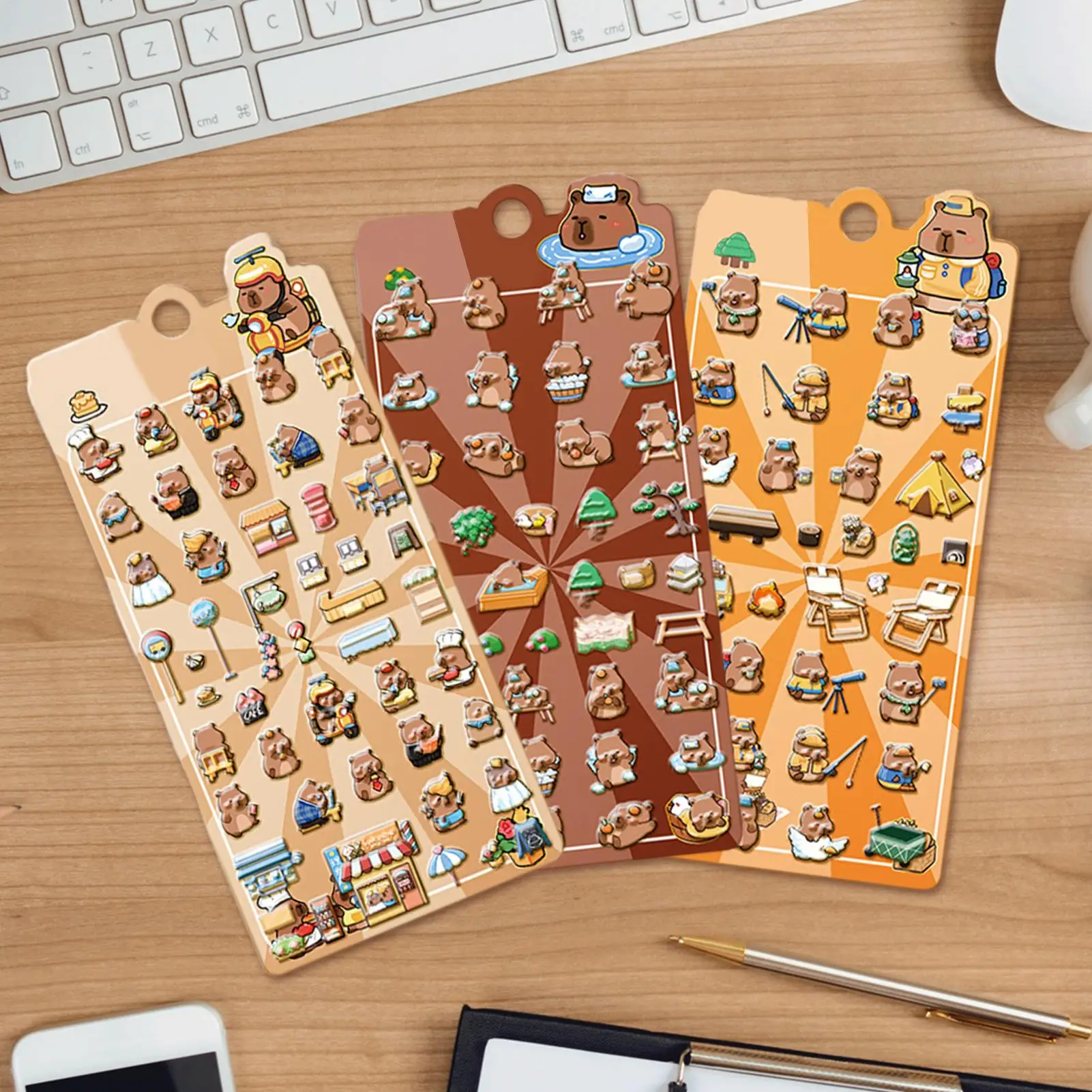 ملصقات ثلاثية الأبعاد لاصقة قوية على شكل رسوم كرتونية كابيبارا شارات لاصقة لهاتف جراب الهاتف وحفلات أعياد الميلاد والفصول الدراسية ومكافأة النشاط #1