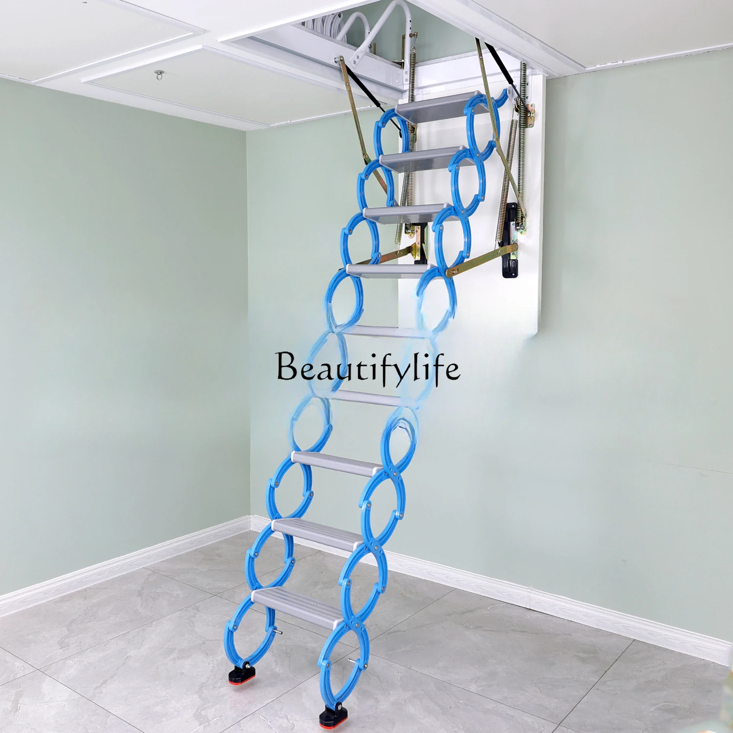 Hidden Attic Retractable Staircase Household Indoor Electric Automatic Lifting and Foldable Rotation