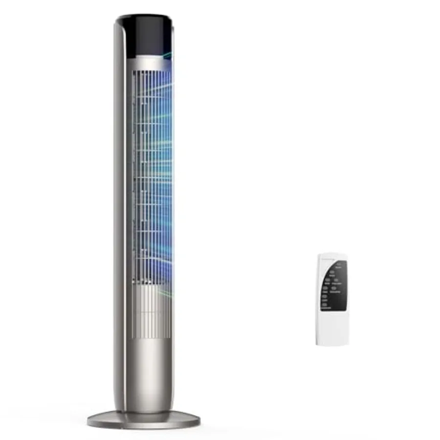 

Tower Fan for Bedroom, 60°Oscillating Fan with Remote, 25Feet Far, 28dB Quiet Electric Standing Fan, 12 H Timer, 5 Speeds, 4 Mo