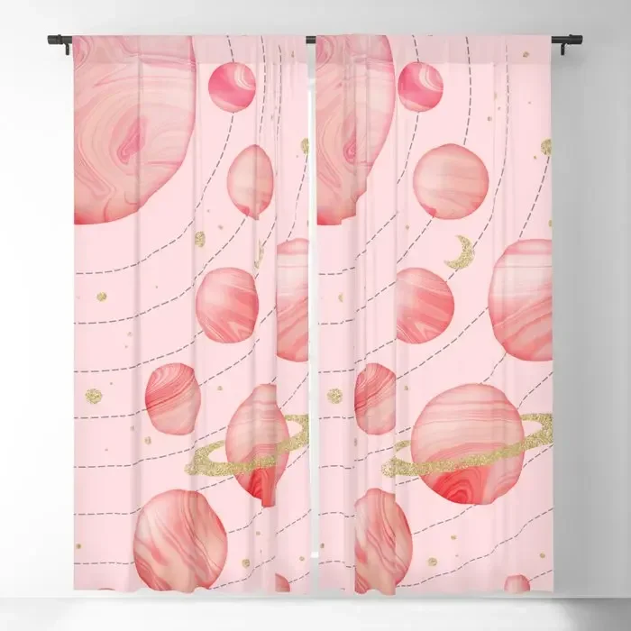 

The Pink Solar System Blackout Curtains 3D Print Window Curtains For Bedroom Living Room Decor Window Treatments