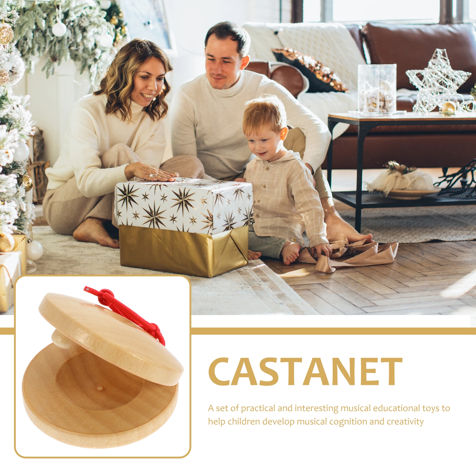 8pcs Wooden Castanets Kids Musical Instruments Baby Preschool Percussion Toys Handheld Creative Educational Play Tool