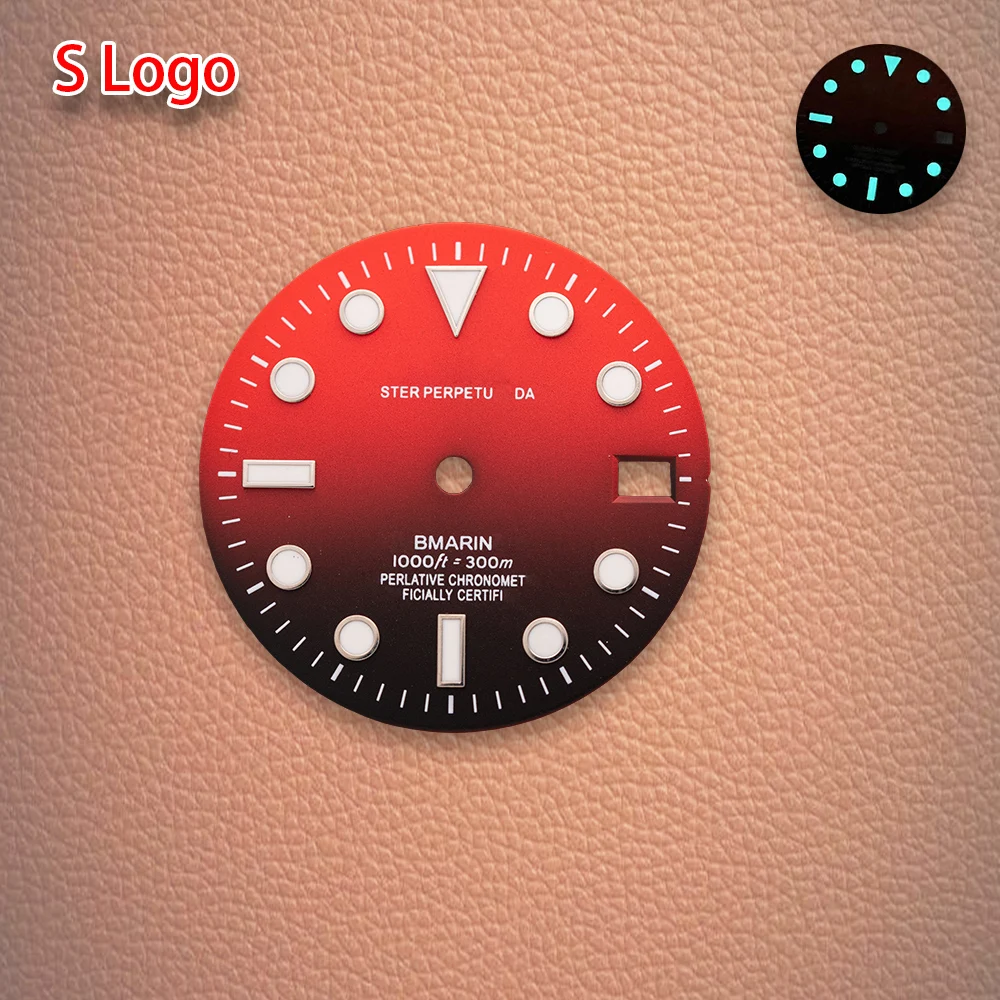 S Logo Quadrante 28.5mm SUB Quadrante Gradiente NH35 Quadrante Fit NH35/NH36/4R/7S Movimento Blu Ghiaccio Luminoso Orologio Accessori di Modifica