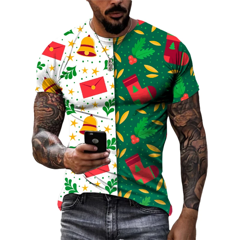 Fashion Trend 3D Christmas Apparel For Men Summer Printed Festive Atmosphere graphic t shirts Unisex O-neck Short Sleeve Tees