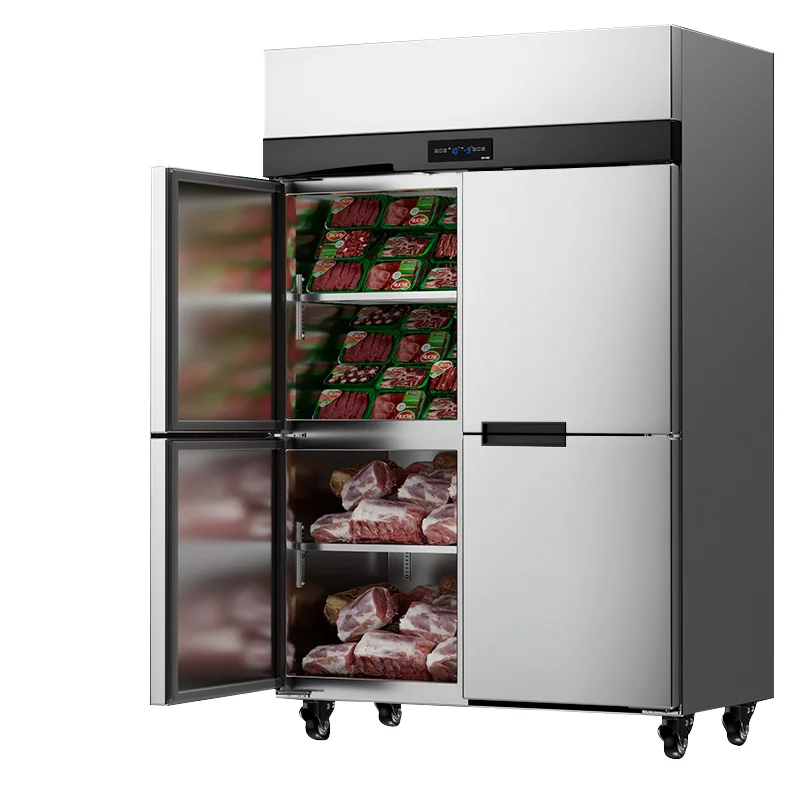 

Commercial Kitchen Large-Capacity Four-Door Stainless Steel Refrigeration Equipment Vertical Flat Dual Temperature Direct