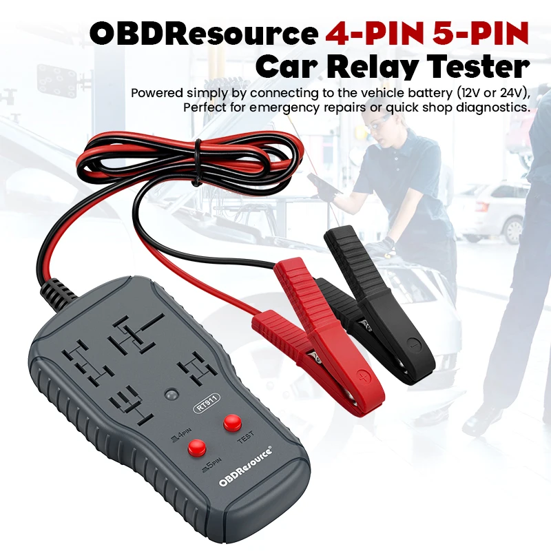 12V/24V Automotive Relay Tester Universal Car Relay Test Diagnostic Tool LED Indicator Professional Voltage Battery Checker