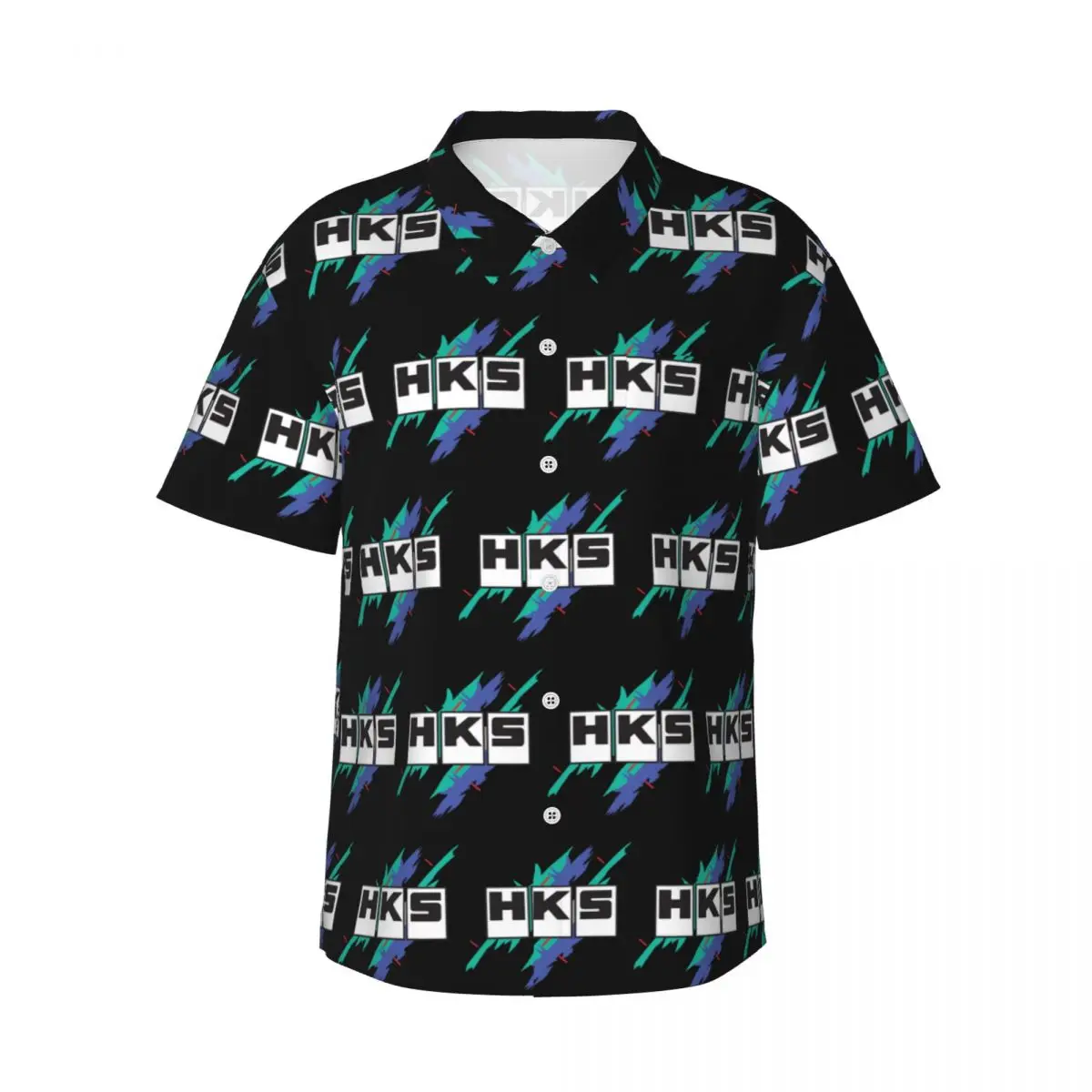 

Hks Vintage Men's Shirts Hawaiian Short Sleeve Shirt Casual Button Tops for Summer Beach