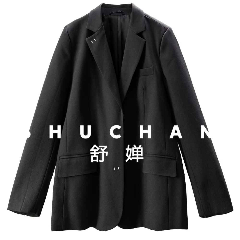 

2026 Early Spring High-quality Buckle-free Shoulder Padded Blazer Women's 05K6 Casaco Feminino Jacket Women