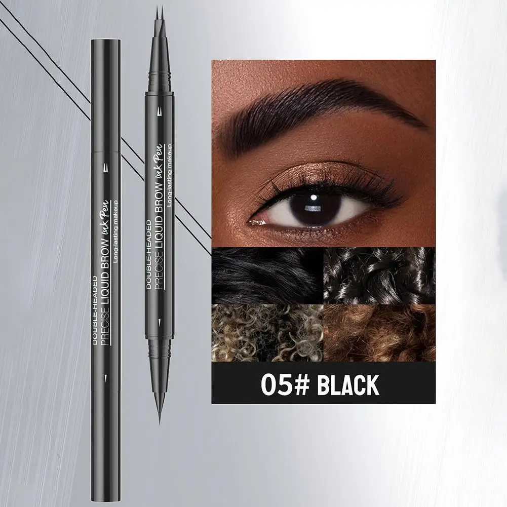 2-in-1 Dual Eyebrow Pencil Waterproof Sweatproof Non-smudging Pencil Tools Natural Eyebrow Makeup Cosmetics Multifunctional C3H6