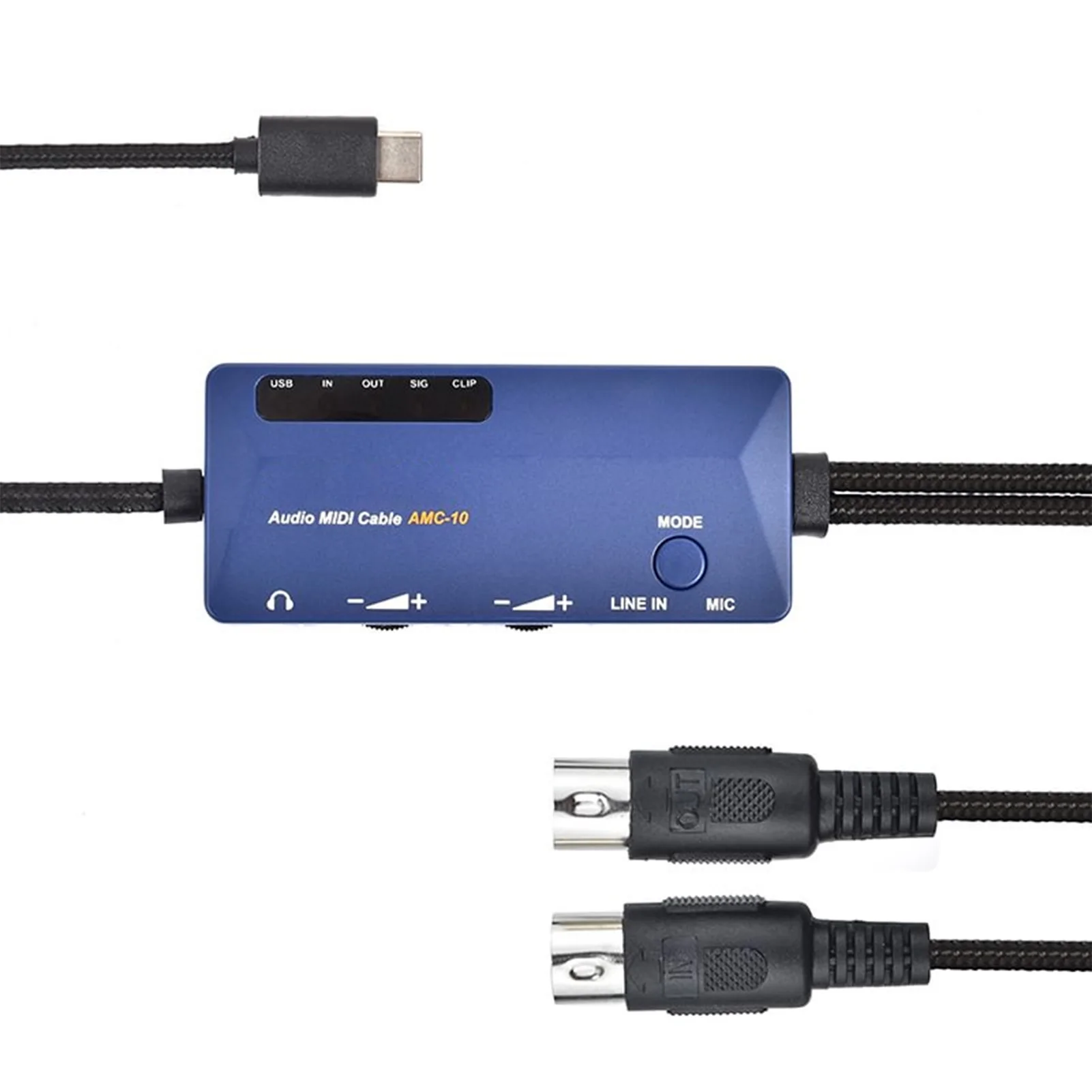 

Интерфейс MIDI-кабель Type-C, адаптер MIDI-кабеля для редактирования, записывания, трека, аудиокабель MIDI, преобразователь USB C, встроенная реверберация/хонус