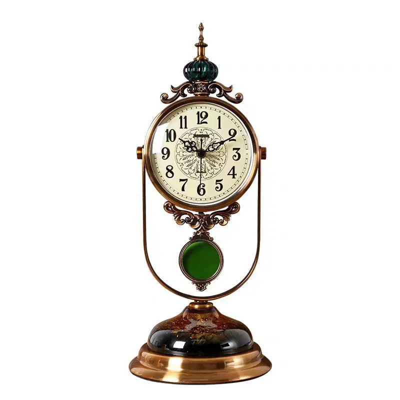 Desktop clock Living room home desktop clock ornament Bedroom clock placement American light luxury pendulum clock