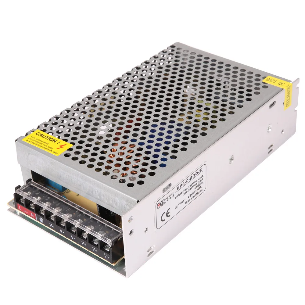 LED Power Supply DC 5V 40A 200W Switching Power Supply Source Transformer 100-240V AC DC SMPS