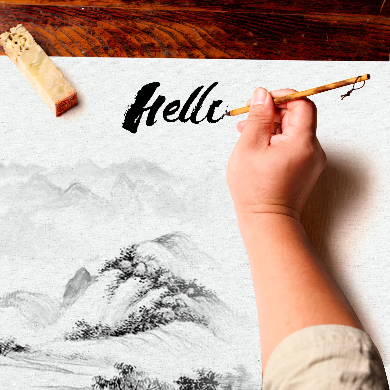 Blank Hanging Scroll Chinese Calligraphy Paper Water Writing Cloth Reusable Calligraphy Practicing Scroll Art Wall