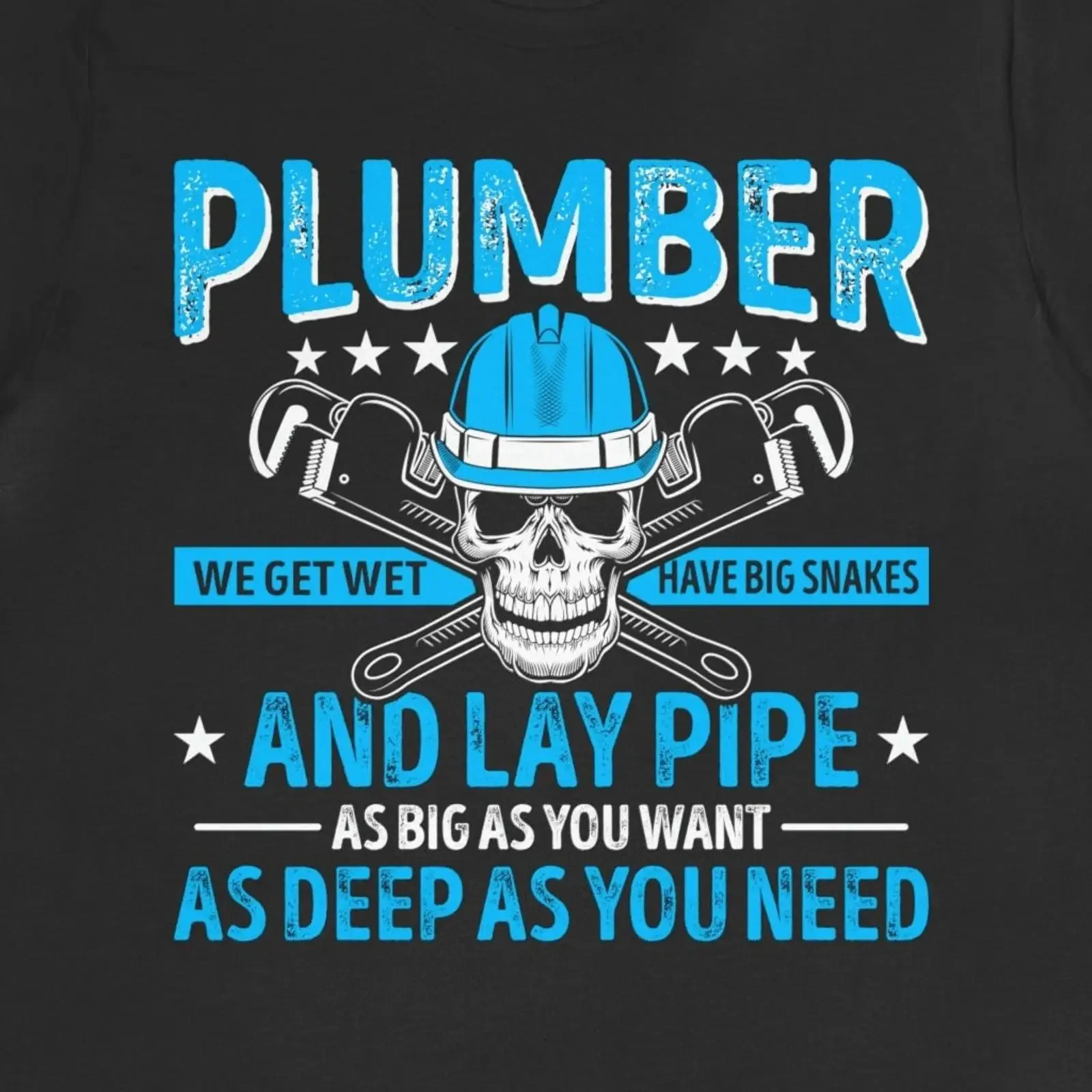 Funny Plumber T Shirt Skull Pipes  vintage Washed streetwear Casual Slightly Top For Everyday Wear Stretched graphic Versatile