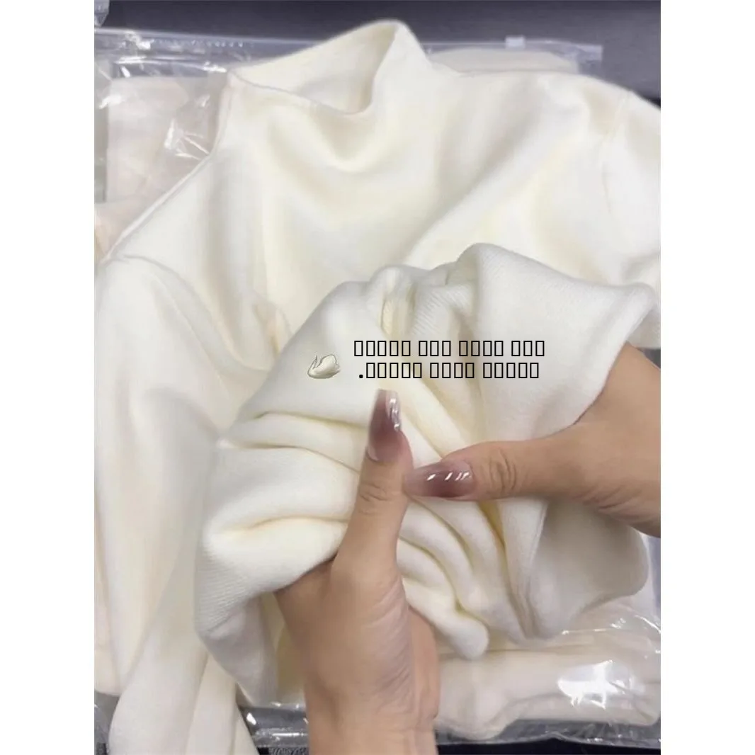 

White Knitted Long Sve Base irt Women's Autumn Winter Sle Inner Wear Slim Fit Color f High Collar Regular Length