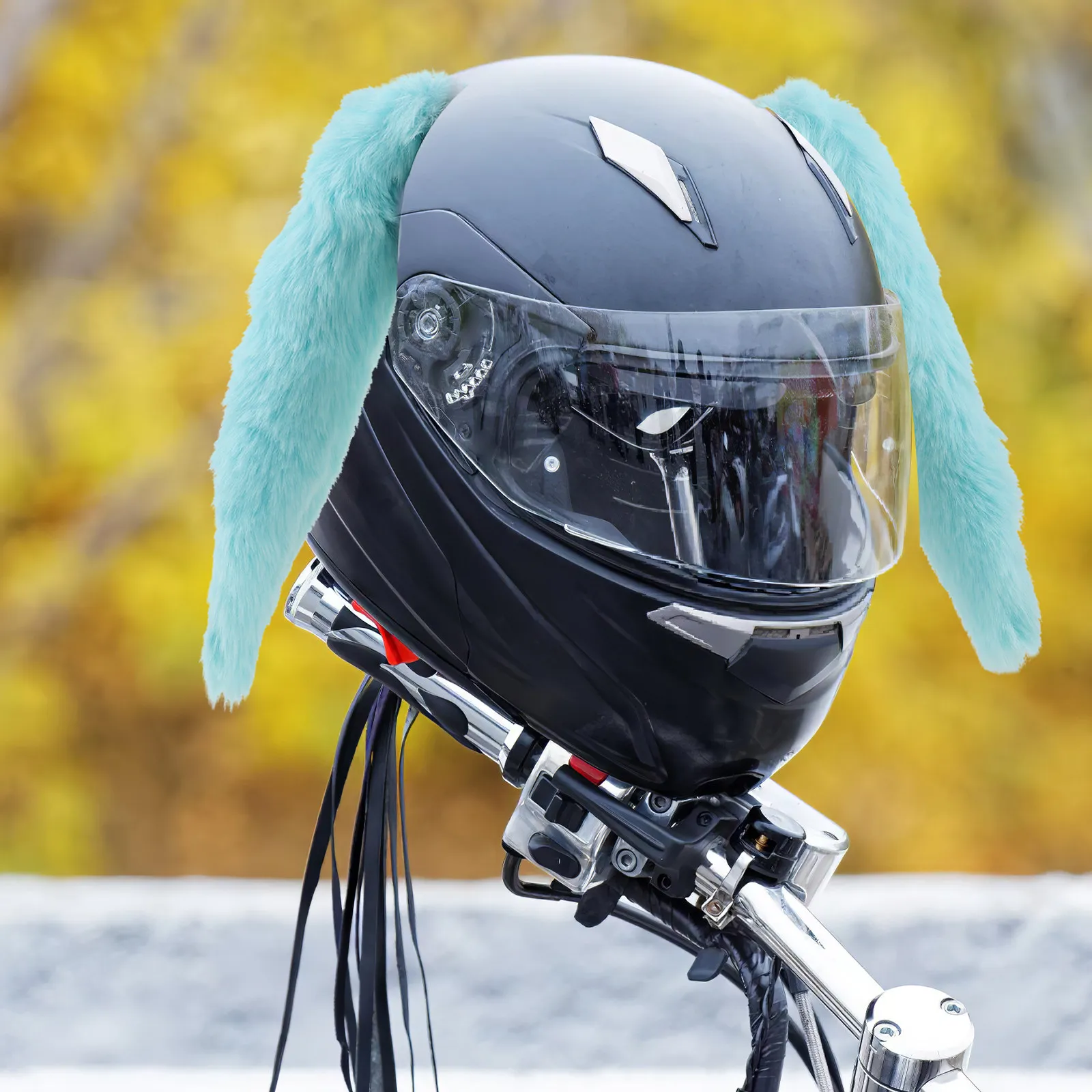 

1 Set Motorcycle Decoration Bunny Ears Rabbit Tails Funny Accessories Motorcycle Riding Decor Women