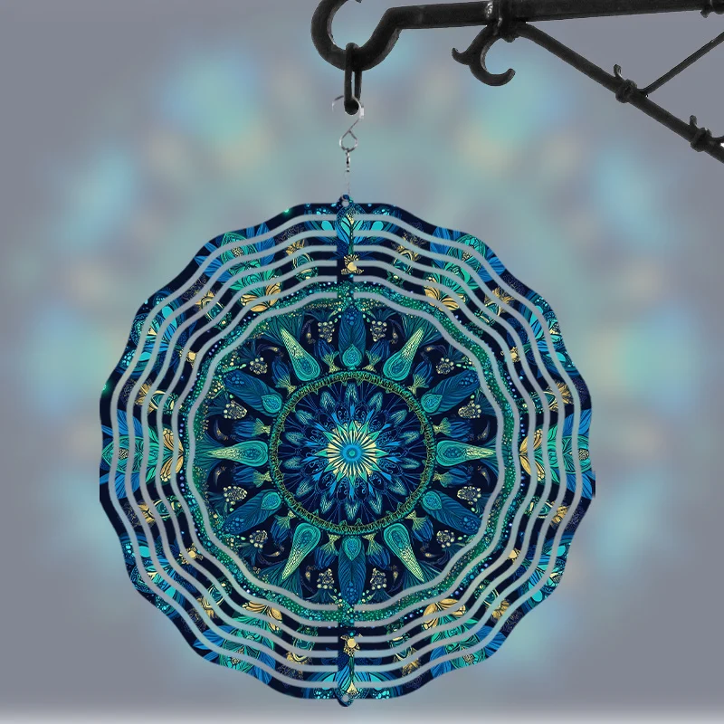 10Inch Hanging Wind Spinner Outdoor Wind Sculpture 360° Rotating Stake for Garden Patio Decor Summer Gift