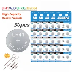 2-50Pcs High Capacity LR41 Alkaline Batteries AG3 L736 392 384 192 Premium 1.5V Button Coin Cell Batteries for Medical devices