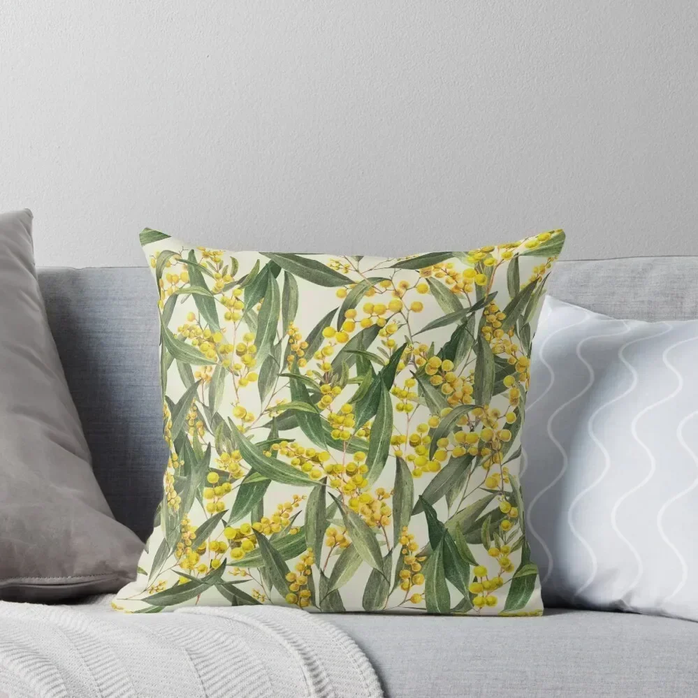 australian wattle flower pattern Throw Pillow Decorative Cushion Cover Ornamental Pillow pillow