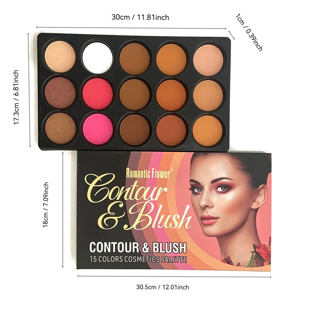 15-kleuren mat oogschaduw Blush markeerstiftpalet - alles-in-één gezichts- en oogmake-up multifunctionele poederset