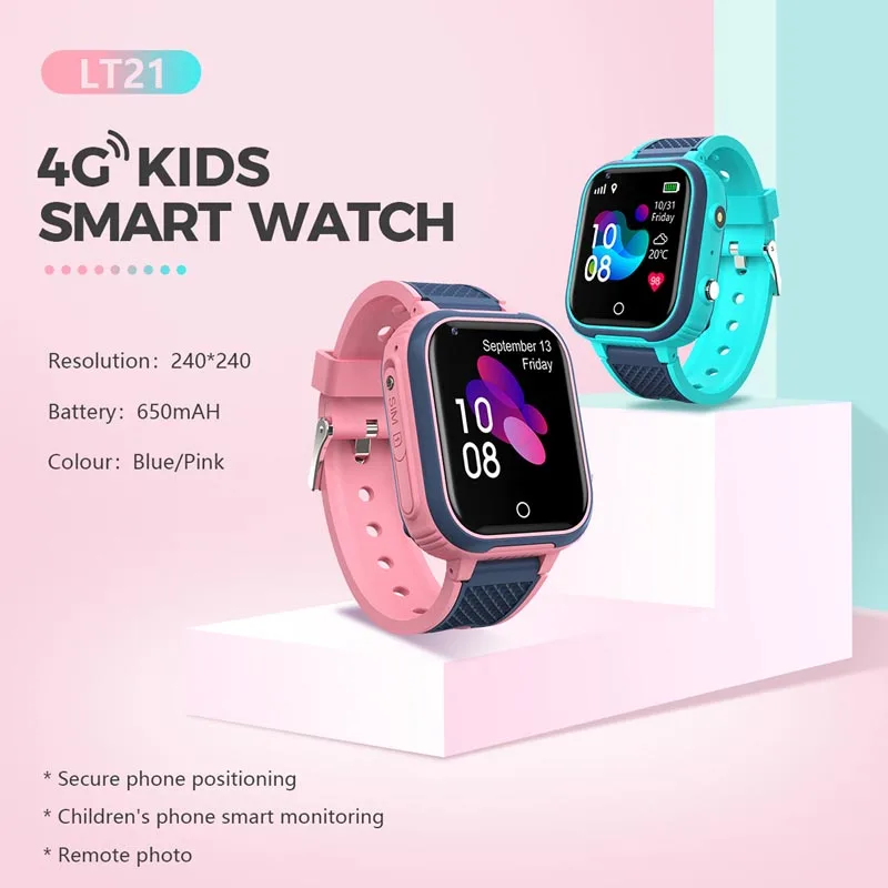 

LT21 4G Smart Watch For Children Camera Monitor GPS Location Tracker Can Insert Sim Card IP67 Waterproof Smart Watch For Kids