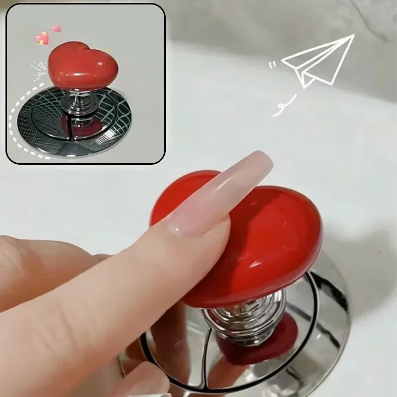 Heart Shape Toilet Presser Love Toilet Press Button Bathroom Water Tank Buttons Push Switch Bathing Room Decor Nail Protector