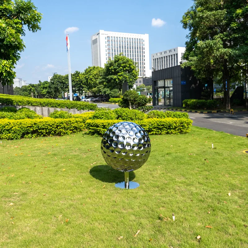 Metal golf ball sculpture, park garden, square, green forest, hotel, office building, shopping mall art decoration