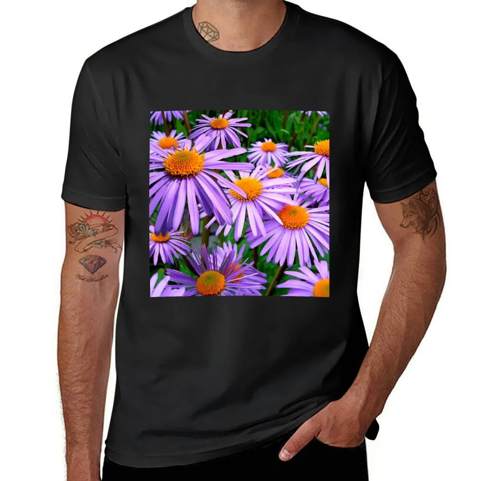 Aster Flowers T-Shirt customizeds boys animal print funny t shirts for men