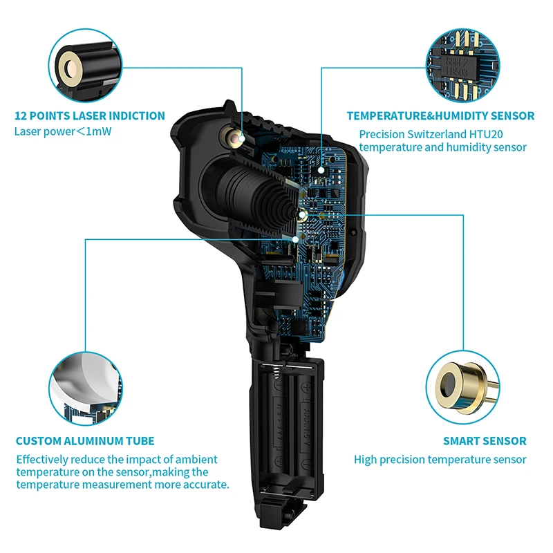 Digital Infrared Thermometer Laser Temperature Meter Non-contact 800 Degree Or 1472Fahrenheit Pyrometer IR Termometro Color LCD