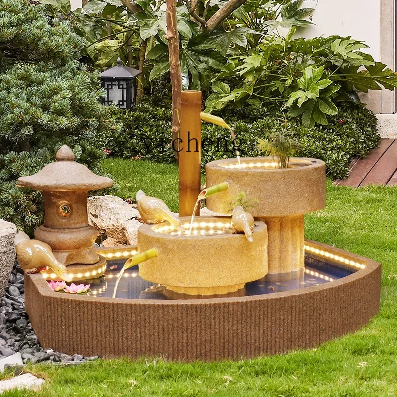 BJ-9 Floor-Standing Rockery Water Flow Ornament for Foyer Garden Courtyard Villa Wealth-Attracting Decorative Landscape Fountain