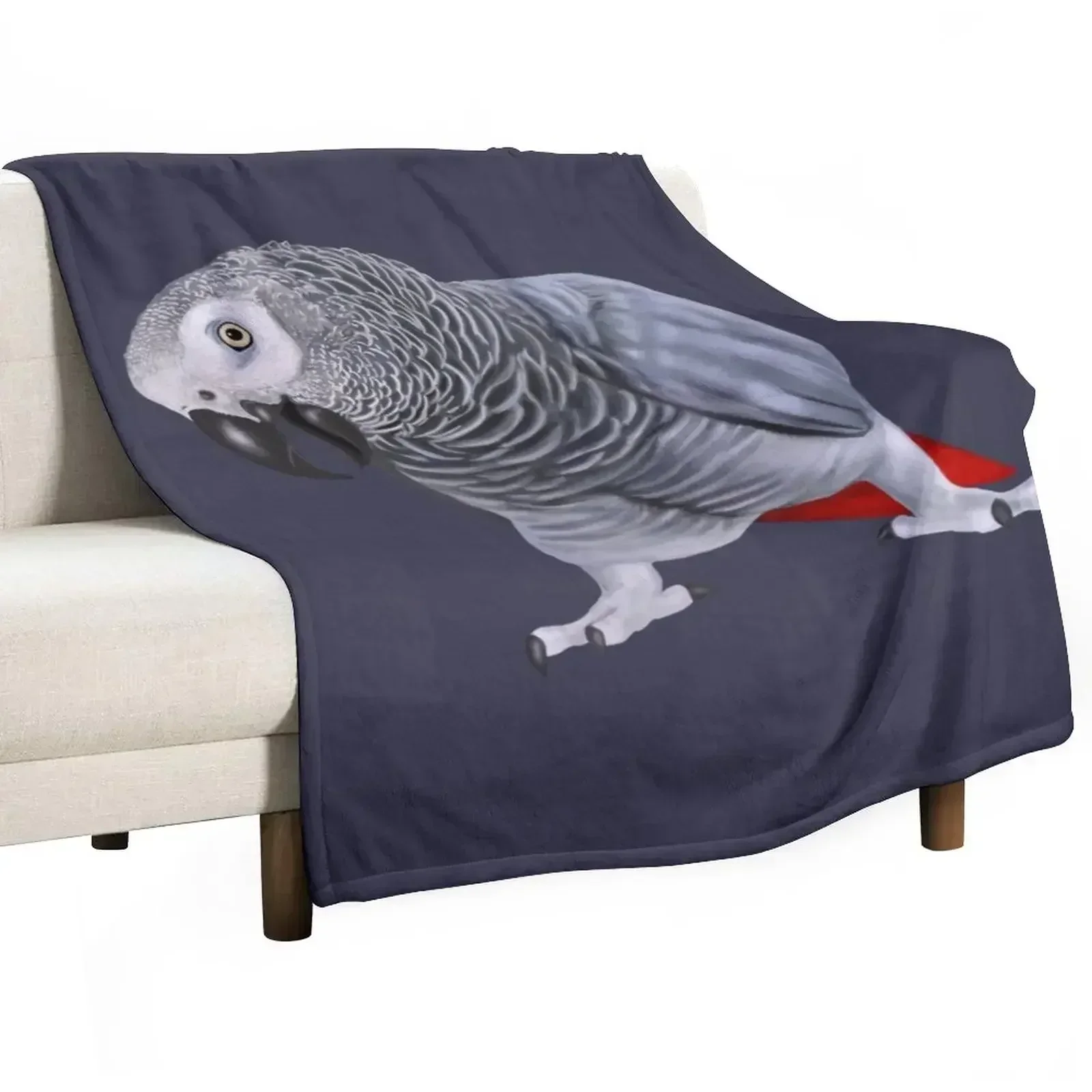 African Grey Parrot Throw Blanket Plaid on the sofa Summer Beautifuls Flannel Fabric For Sofa Thin Luxury Designer Blankets